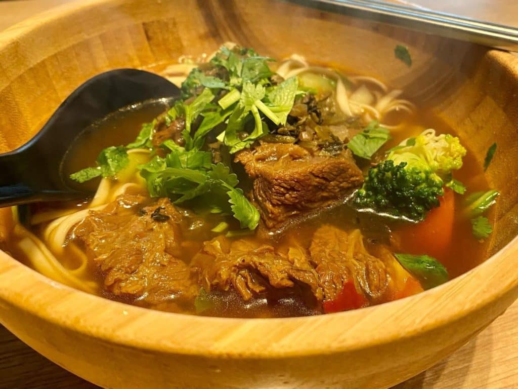 A bowl of beef noodles at Nihao YAO.