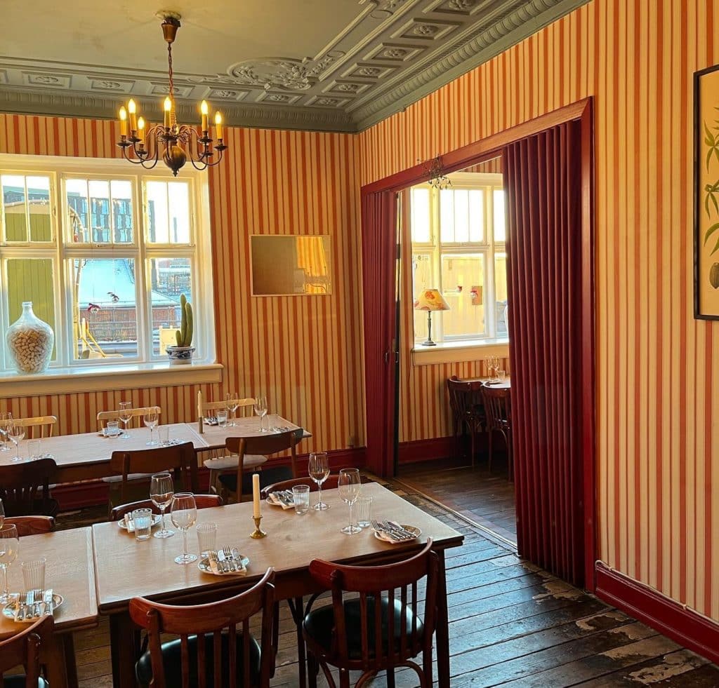 Interiors at French restaurant Je t'aime in Copenhagen