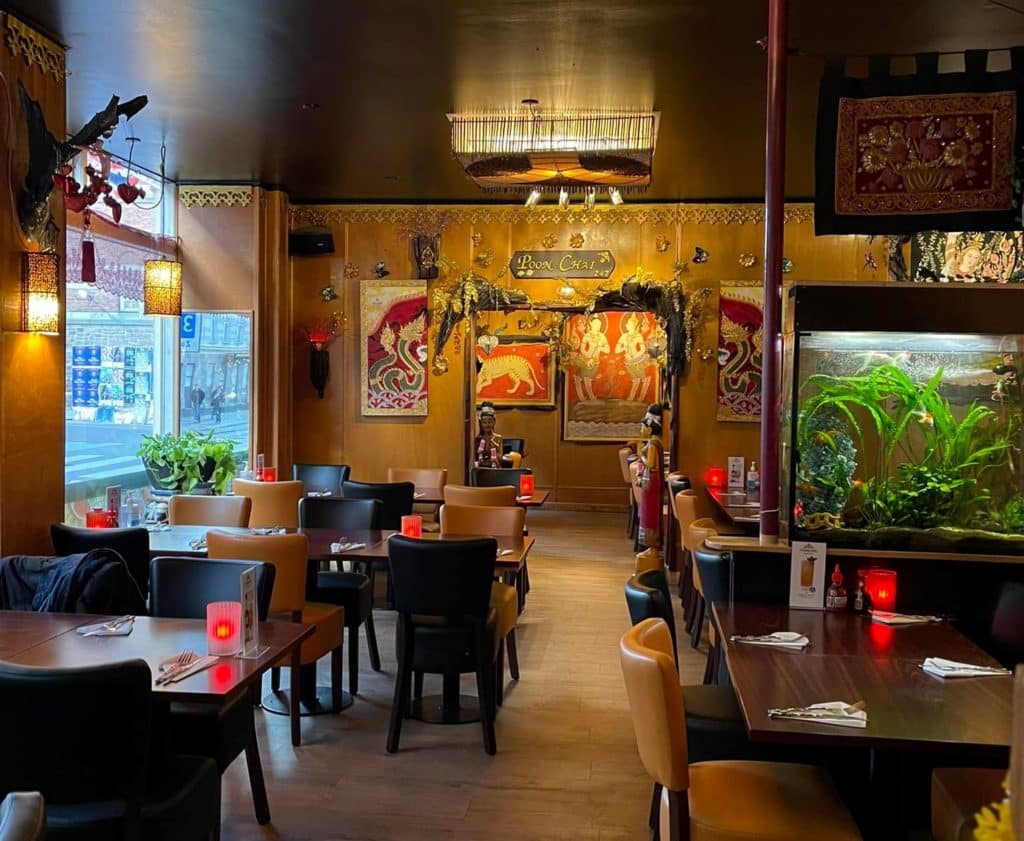 Interiors at Thai restaurant Poonchai in Copenhagen